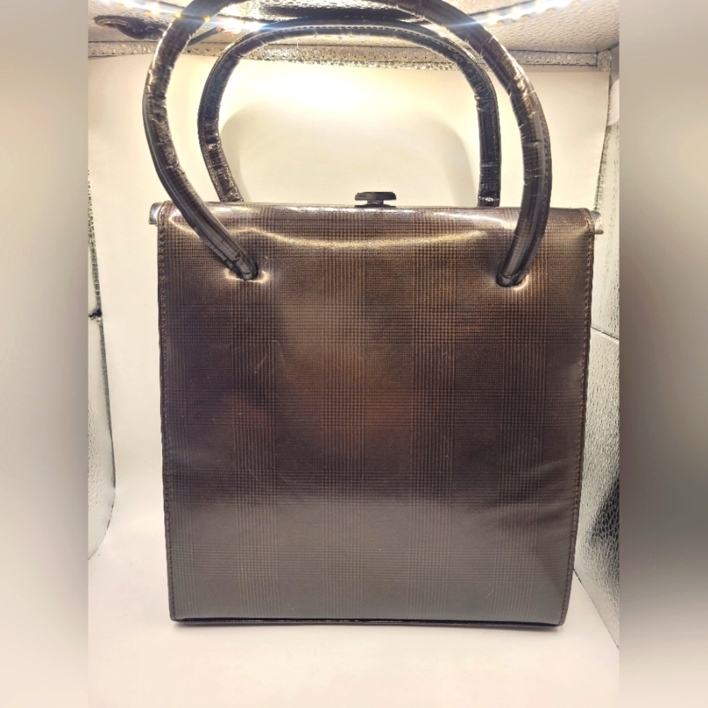 Vintage Stuart Weitzman Structured Houndstooth Tweed Handbag Purse